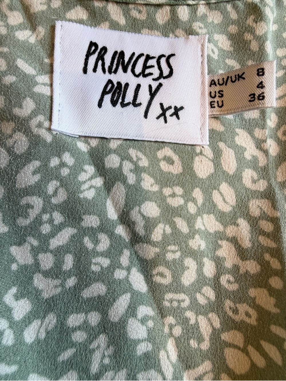 Princess Polly Women’s Pale Green Pattern Flowy Cierra Mid Sleeve Romper Size 4 - Picture 6 of 12
